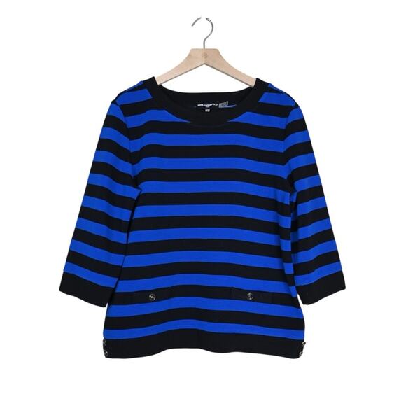 Karl Lagerfeld Sweaters - Karl Lagerfeld Paris Women's M Striped 3/4 Sleeve Sweater